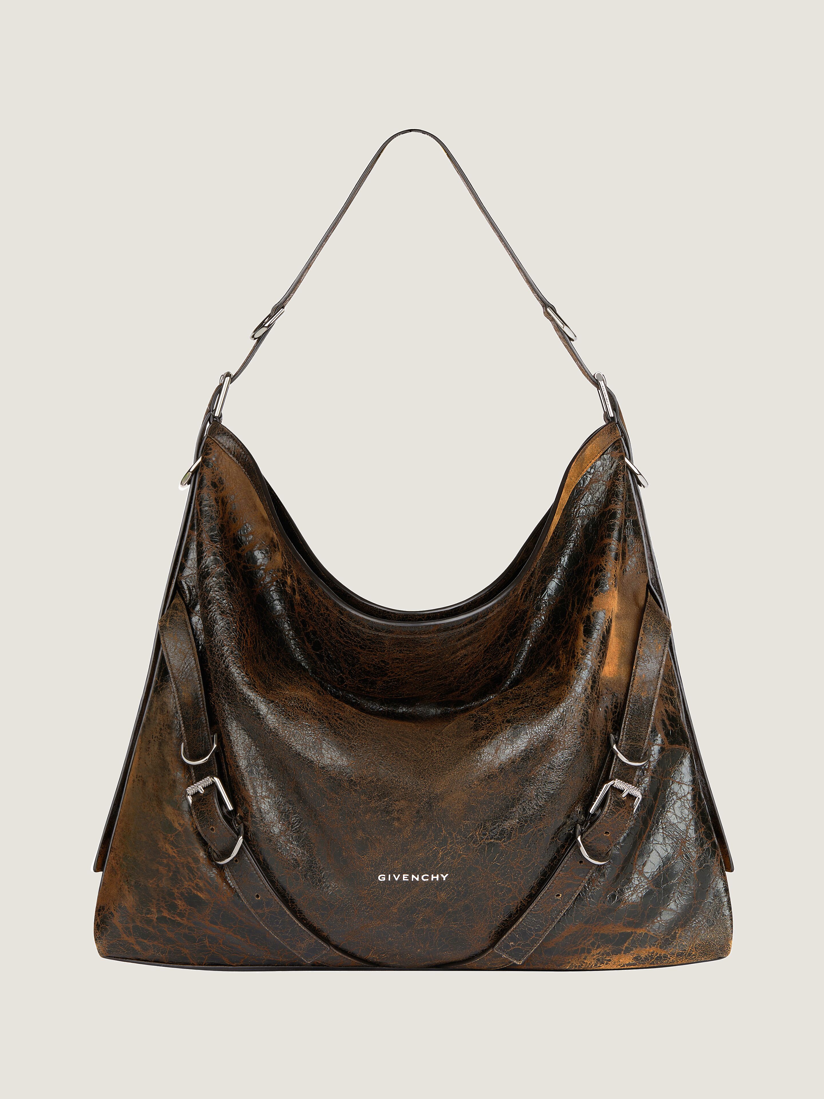 Large Voyou bag in crackled leather